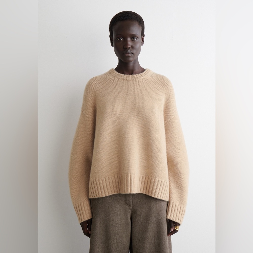 COS CHUNKY PURE CASHMERE CREW-NECK SWEATER sz XS Beige